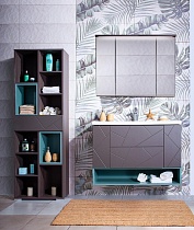 Мебель для ванной Бриклаер Кристалл 100 см ясень анкор темный/софт графит