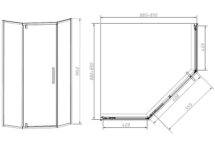 Душевой уголок Vincea Slim-N VSP-4SN900CL 90x90 хром, прозрачное