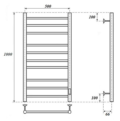 Полотенцесушитель электрический Point Аврора PN10850W П10 50x100 диммер справа, белый