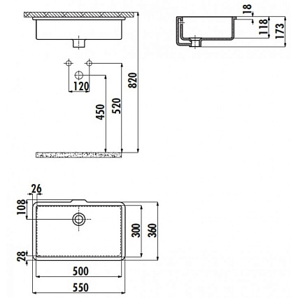 Раковина Creavit TP730-00CB00E-0000 55 см (30x50)