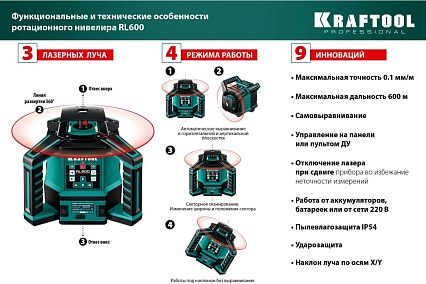 Ротационный лазерный нивелир Kraftool RL600 34600_z01