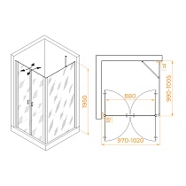 Душевой уголок RGW Passage PA-134B (PA-104B + Z-050-2B + O-204B) 100x100 прозрачное, черный 060814400-14