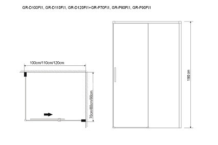 Душевая дверь Grossman Fly 120x190, прозрачное, хром GR-D120Fl1