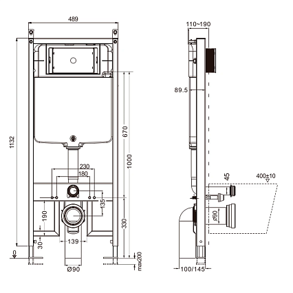 Инсталляция для унитаза AQUAme AQM4003 Slim