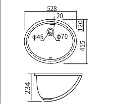 Раковина Arrow AP406E 52 см белый