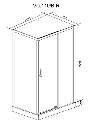 Душевой уголок Cerutti Vito 110x80 R, прозрачный, черный