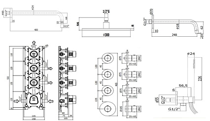 Душевой набор Paffoni Modular Box KITMB019CR046KING душ 30 см, излив 24.5 см, хром