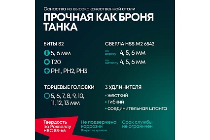 Аккумуляторная дрель-шуруповерт Rokodil Twist 2 Pro, 18В, 48Нм, 2Ач, 1045101