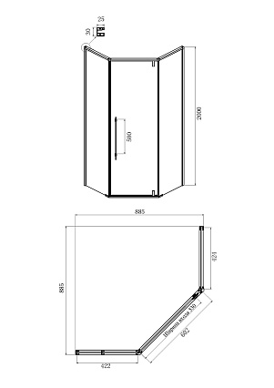 Душевой уголок Ambassador Ritz 90x90 112011102 прозрачный, хром