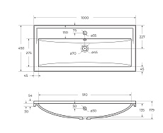 Раковина Cezares 100 см CZR-1000/450-LV-MR-FS белый