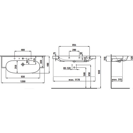 Раковина Laufen Classic 8.1385.8.000.104.1 120 см