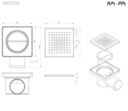 Душевой лоток Am.Pm PrimeFlow W02BD-P11-010-01SB 10 см, решетка хром матовый