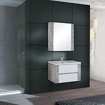 Зеркальный шкаф Onika Стоун 70 см светлый бетон/белый, 207033