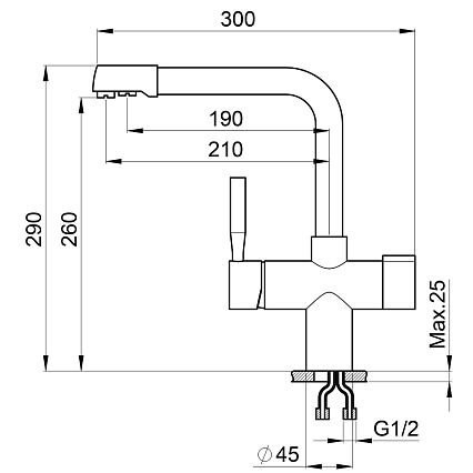 Смеситель для кухни Point PN3104GR графит