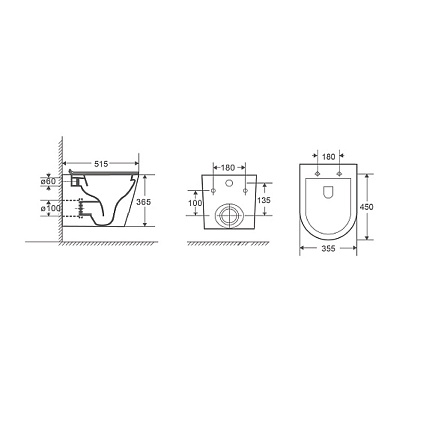 Комплект D&K Venice DS1022502 унитаз DT1026025, инсталляция DI8055119, кнопка DB1519025 черный