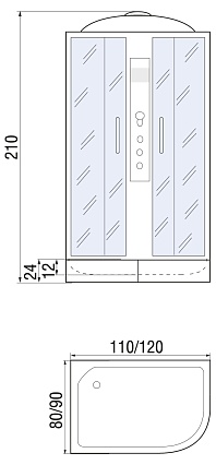 Душевая кабина River Dunay 120/80/24 ТН 10000002106 120x80 хром, тонированное R