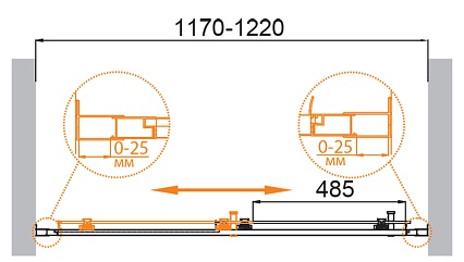 Душевая дверь Cezares MOLVENO-BF-1-120-P-BORO 120x195, рифленая, брашированное золото