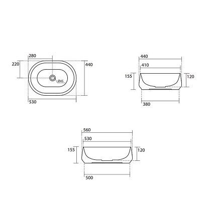 Раковина Kerasan F10 460501 56 см белый