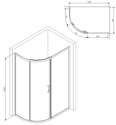 Душевой уголок Am.Pm Like 120x80 тонированный, хром