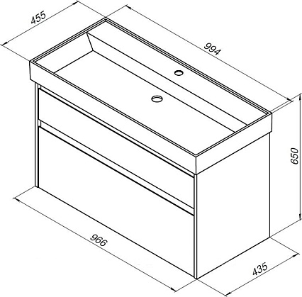 Тумба с раковиной Aquanet Nova Lite 100 см, 2 ящика дуб рустикальный