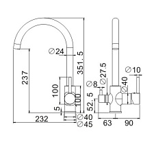 Смеситель для кухни Belz B76801-3 с подкл. к фильтру, вороненая сталь