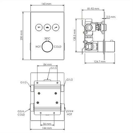 Душевой набор WasserKRAFT Neime A171919 Thermo