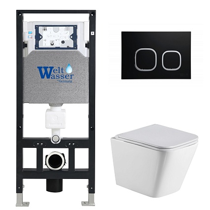 Комплект Weltwasser 10000006775 унитаз Gelbach 004 GL-WT + инсталляция + кнопка Amberg RD-BL