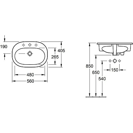 Раковина Villeroy&Boch O.Novo 56 см 41615601 альпийский белый