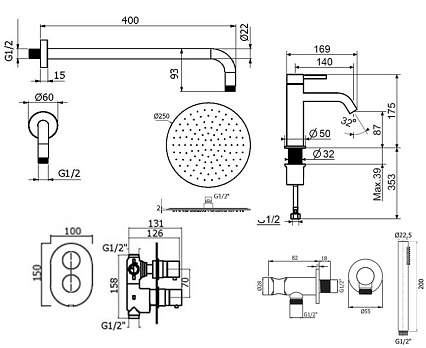 Душевой набор Plumberia IXO KITXOT18CR53 хром