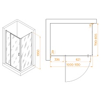 Душевой уголок RGW Passage PA-078B (RGW PA-008B + Z-050-2B) 100x80 прозрачное, черный 350807808-14