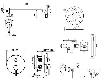 Душевой набор Plumberia IXO KITXO19NO260 черный матовый