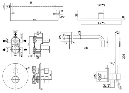 Душевой набор Paffoni Light KITLIG019NO141 черный матовый