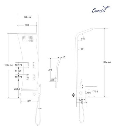 Душевая панель Cerutti Spa Adige B CT8980 черный