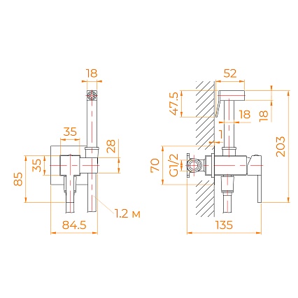 Смеситель RGW SP-212Gr с гигиеническим душем, серый brush 581408212-11