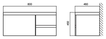 Тумба с раковиной BelBagno Luce 80 см, 3 ящика, Bianco Lucido