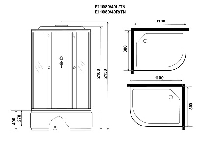 Душевая кабина Niagara Eco E110/80/40L/TN 110x80 стекло тонированное, без г/м, L