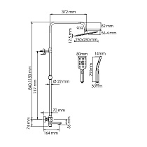 Душевая стойка WasserKRAFT A199.198.201.BG Thermo с термостатом, матовое золото