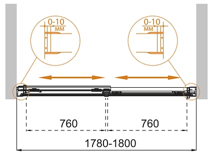 Шторка для ванны Cezares TANDEM-SOFT-VF-2-180/145-C-BORO-IV 180x145 прозрачная, брашированное золото