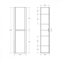 Шкаф пенал Cezares Relax 40 см Bianco Lucido RELAX-1500-2A-SO-BL