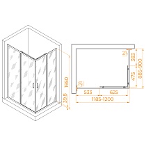 Душевой уголок RGW Passage PA-040B 120x90 прозрачное, черный 3508104092-14