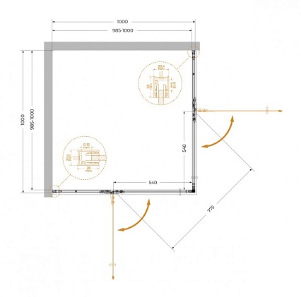 Душевой уголок Cezares Liner 100x100 прозрачный, хром LINER-A-2-100-C-Cr