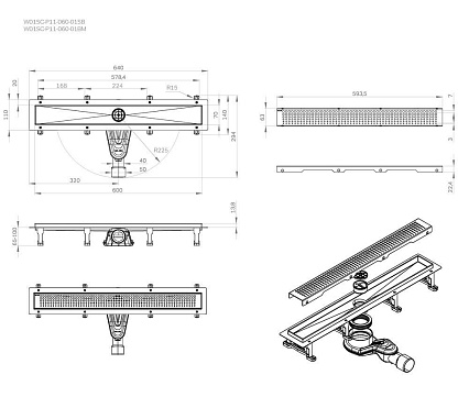 Душевой лоток Am.Pm MasterFlow W01SC-P11-060-01SB 60 см, комб.затвор, решетка хром матовый