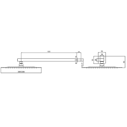 Верхний душ Allen Brau Infinity 5.21A19-31 черный матовый