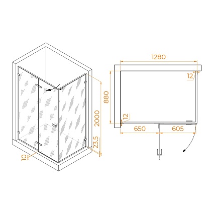 Душевой уголок RGW Stilvol SV-040B 130x90 черный, матовое 353204039-24