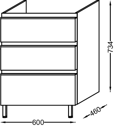 Тумба с раковиной Jacob Delafon Vox 60 см 3 ящика, белый блестящий лак