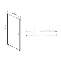 Душевая дверь Vincea Garda VDS-1G120CLG 120x190 брашированное золото, прозрачная