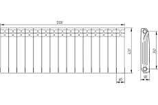 Радиатор алюминиевый Теплоприбор с межосевым расстоянием 350мм, 15 секций AR1-350/15