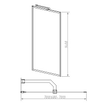 Шторка для ванны Vincea VSB-41700FLGM 70x140 вороненая сталь, рифленое