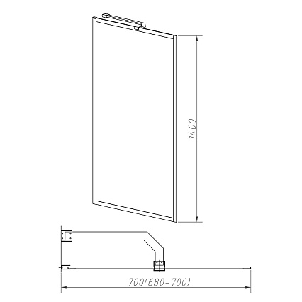 Шторка для ванны Vincea VSB-41700FLGM 70x140 вороненая сталь, рифленое