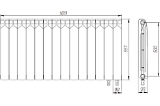Радиатор биметаллический Теплоприбор с межосевым расстоянием 500мм, 14 секций BR1-500НП/14